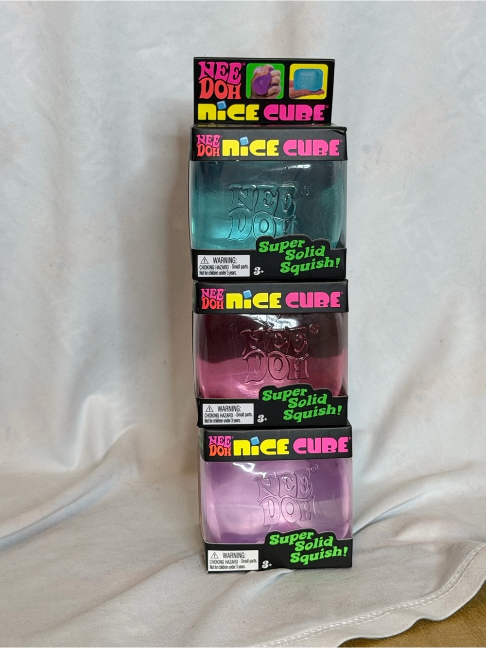 NeeDoh Nice Cube Set of 3 | Blue, Pink & Purple